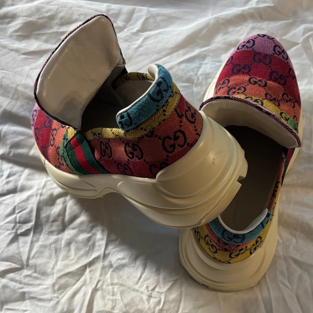 Gucci Rython GG Multi-Color Platform Sneakers Size 8 - Picture 8 of 13